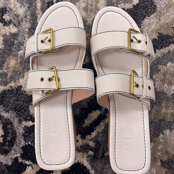 J. Crew Leather double buckle-strap sandals Item AX910 - Picture 1 of 3